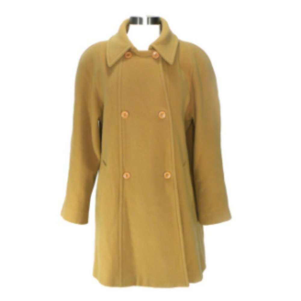 Sandro Vintage 100% Wool Camel Pea Coat Jacket Tan 12